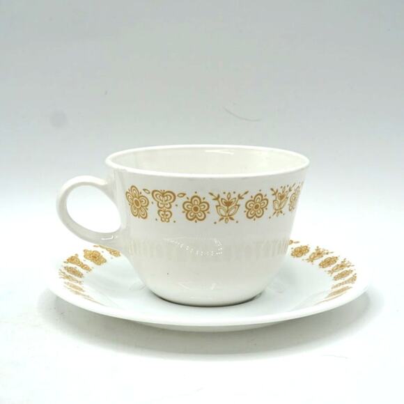 Set Of 2 Corelle Corning Butterfly Gold C Handle Teacups & Saucers - Picture 2 of 6